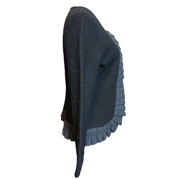 A Giannetti 100% Boiled Wool Sweater Blazer Full Zip Ruffle Trim Academia Medium - Picture 5 of 7